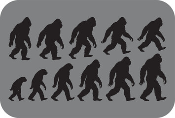 Bigfoot evolution silhouette a humorous take on primate ancestry and cryptid beliefs