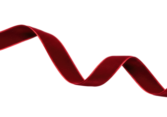 Red Velvet Ribbon Curl for Elegant Gift Wrapping, Festive Holiday Decoration and Stylish Event Craft Design Isolated on png Background