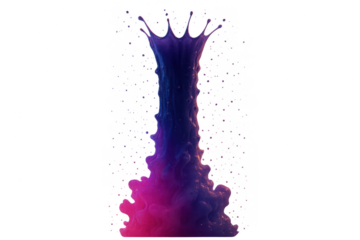 Abstract vibrant liquid splash crown isolated on transparent background.