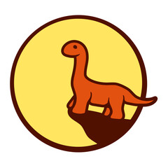 Brachiosaurus Long Neck Cliff Mountain Round Night Moon