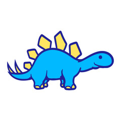 Cute Stegosaurus Smiles Dinosaur Friendly Child Drawing Cartoon