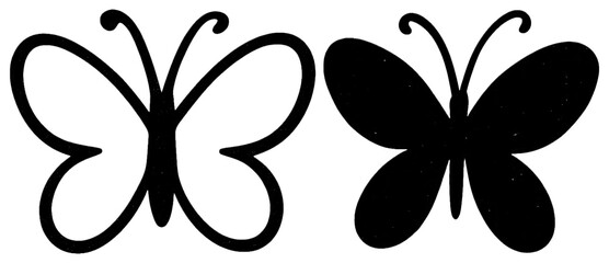 Fototapeta premium PNG Elegant butterfly silhouette designs, element set on transparent background