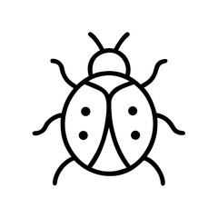 Simple line drawing of a ladybug with six legs and spots on its wings in black and white style