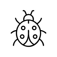 A simple graphic of a ladybug with six legs and spots in a minimal line drawing style design element