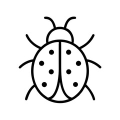 Obraz premium Simple graphic showing a ladybug with spots and antennae in a minimalist black outline style design