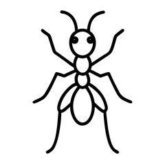 Simple line drawing of an insect with six legs and antennae on a plain white background design art