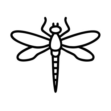 recommend clip art: Simple line drawing of a dragonfly with detailed wings and body on a plain white background