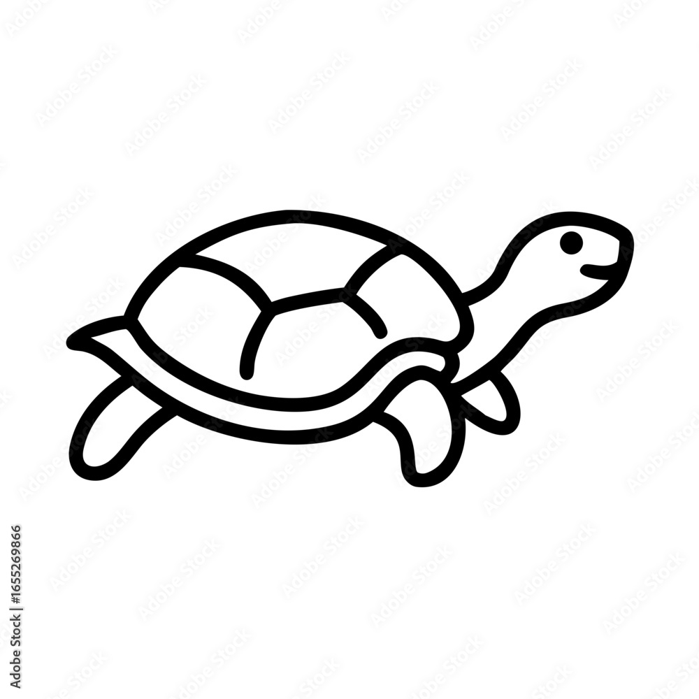 Poster simple graphic of a sea turtle with a segmented shell and flippers swimming in the ocean water