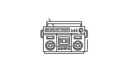 Retro Boombox Cassette Player Music Icon