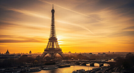 eiffel tower at sunset
