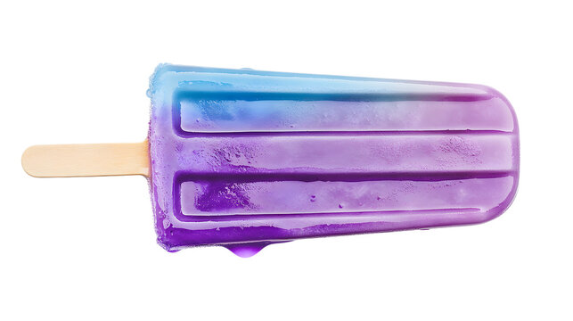 Blue and purple popsicle melting isolated on a transparent background