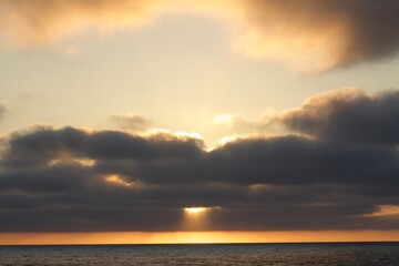 Moody cloudy sunset in pacific beach san diego california