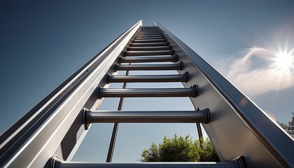 a sturdy metallic ladder ideal for construction maintenance or household tasks featuring multiple rungs for easy access