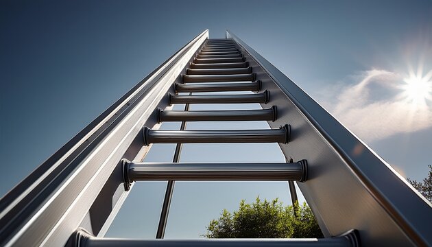 a sturdy metallic ladder ideal for construction maintenance or household tasks featuring multiple rungs for easy access