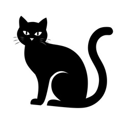 black cat on white background