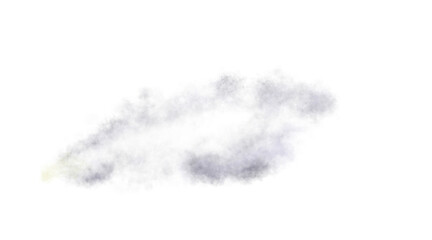 Dense smoky exhaust trail in shades of white and grey, resembling emission from jet aircraft, car, or motorcycle. Isolated. Perfect for visual effects or compositions.