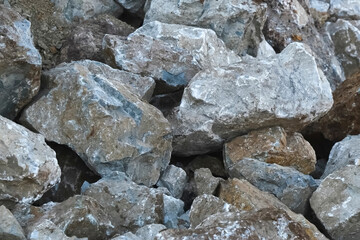 Large gold-bearing ore stones, close up photo