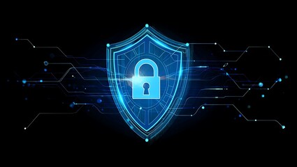 Digital Security Shield with Futuristic Network Connections