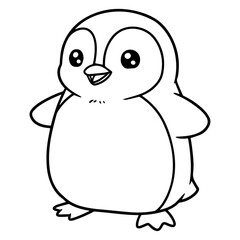a penguin  with no color for coloring