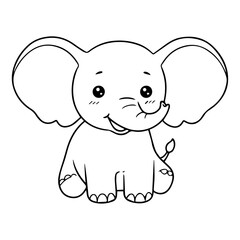 an elephant with no color for coloring
