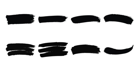 Vector art of set of black brush strokes for design use