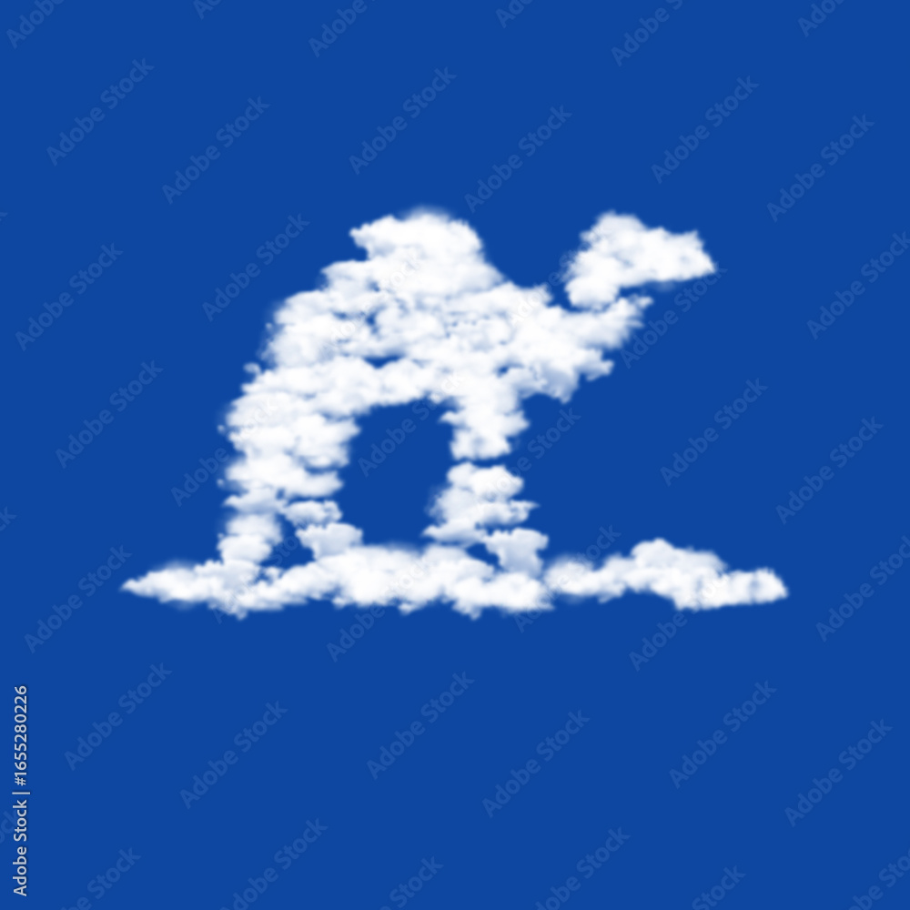 Poster clouds in the shape of a wild camel symbol on a transparent background. a symbol consisting of cloud