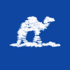 Clouds in the shape of a wild camel symbol on a transparent background. A symbol consisting of clouds in the center. Illustration on transparent background