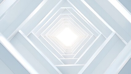 Fototapeta premium Geometric Pattern Tunnel With Bright Light at the End