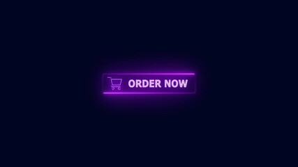 glowing Neon colorful order now text icon animation. on a black background - Powered by Adobe