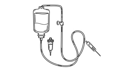 Obraz premium Object iv drip illustration vector for medical treatment intravenous therapy saline solution line art drawing design vector