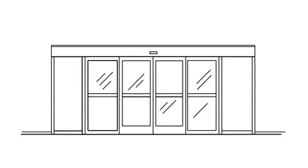 Object automatic sliding door entrance system for commercial buildings and retail stores architectural design plan view vector