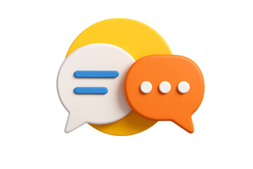 3d rendering of speech bubbles, isolated on transparent background, representing online communication and social media interaction with vibrant colors