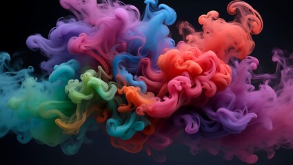 Obraz premium Explosion of Vibrant Colors Swirling in the Dark