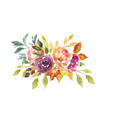 Watercolor autumn bouquet with berries and flowers isolated PNG, hand painted fall floral arrangement, botanical clipart with transparent background for seasonal decor, wedding, and packaging