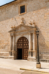 Peñafiel, Valladolid, Spain – View of the Church of San Miguel Arcangel, highlighting its...