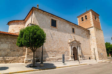 Peñafiel, Valladolid, Spain – View of the Church of San Miguel Arcangel, highlighting its...