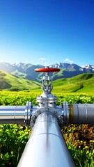 Pipeline valve in a grassy valley (1)