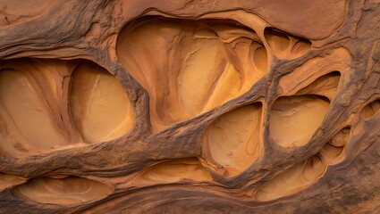 Natural Sandstone Rock Formations With Honeycomb Patterns