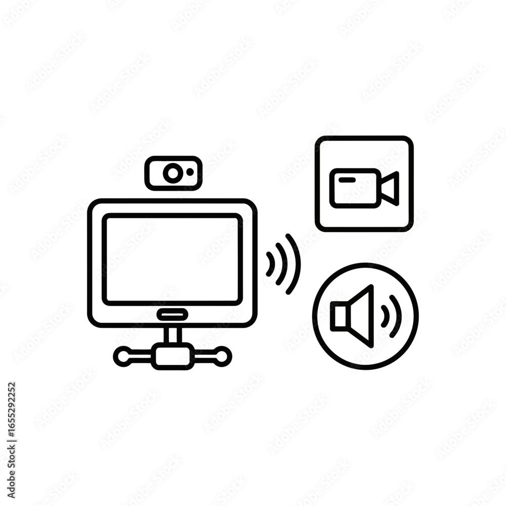 Poster internet of things (iot) vector icon with video and audio elements