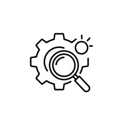 Internet of Things (IoT) concept with magnifying glass and gear  