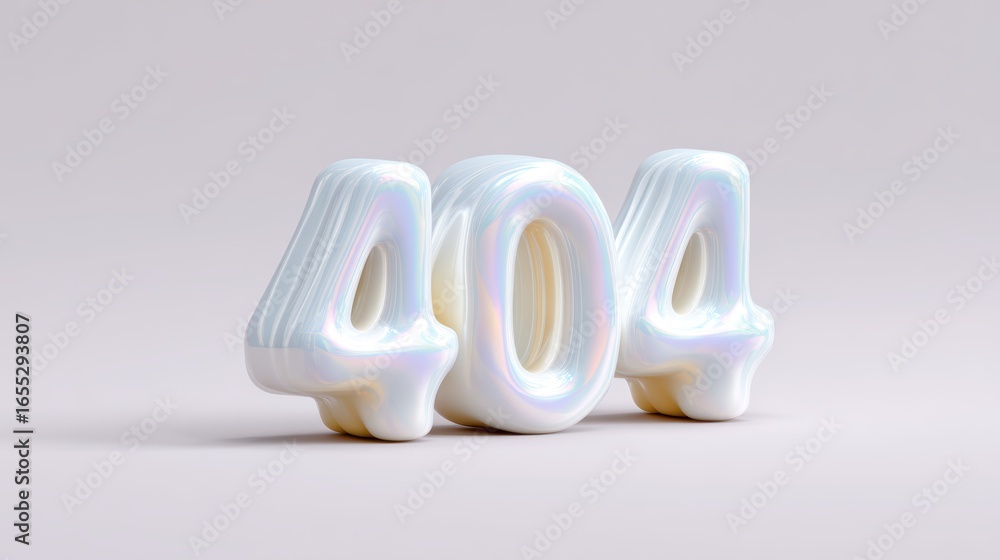 Aufkleber error 404 page not found and website connection cash concept, iridescent 3d numbers forming 