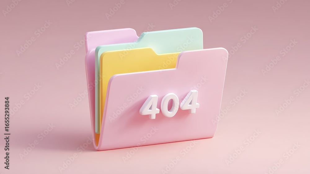 Aufkleber error 404 page not found and website connection cash concept, stylish 404 error folder icon on a pas