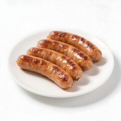 Four Grilled and Glazed Filipino Longganisa Sausages on a White Plate