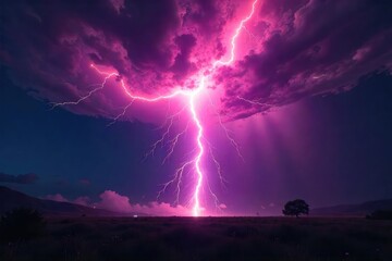 A mesmerizing swirling column of luminous plasma, a rare and awe-inspiring vortex lightning strike illuminates the dark night sky with ethereal energy , ionosphere, storm