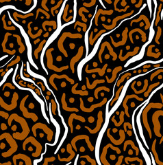 Leopard, zebra and giraffe pattern design. Hand drawn leopard zebra and giraffe pattern design. For textile and print. Black and coffee color.