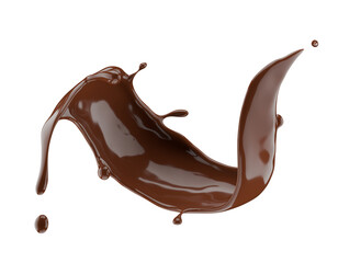 chocolate splash isolated on white background. 3d render