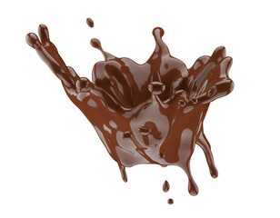 chocolate splash isolated on white background. 3d render