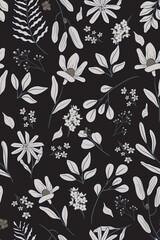 Fototapeta premium Flowers with Leaves Floral Abstruct Background Vector Design