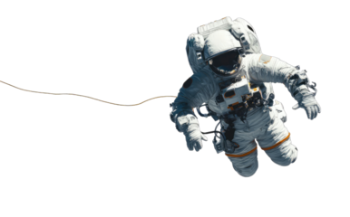 Astronaut in space suit floating freely