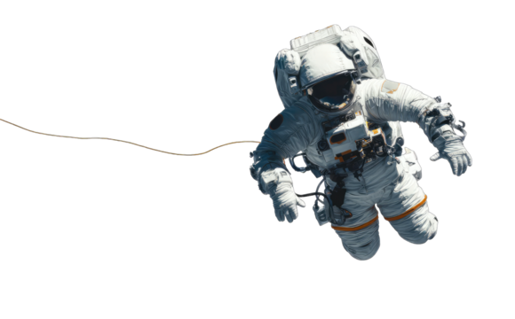 Astronaut in space suit floating freely